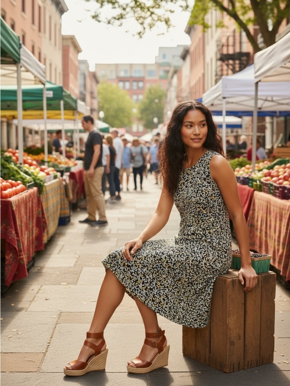 MICHAEL Michael Kors Black Floral Dress with White & Yellow Print